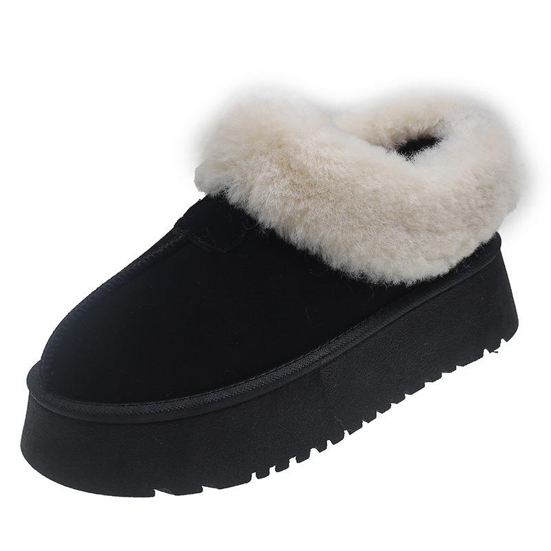 Winter Thick-soled Snow Boots Women's New Velvet Thickened Large Cotton Shoes with One Foot On the Bread Fluff Shoes