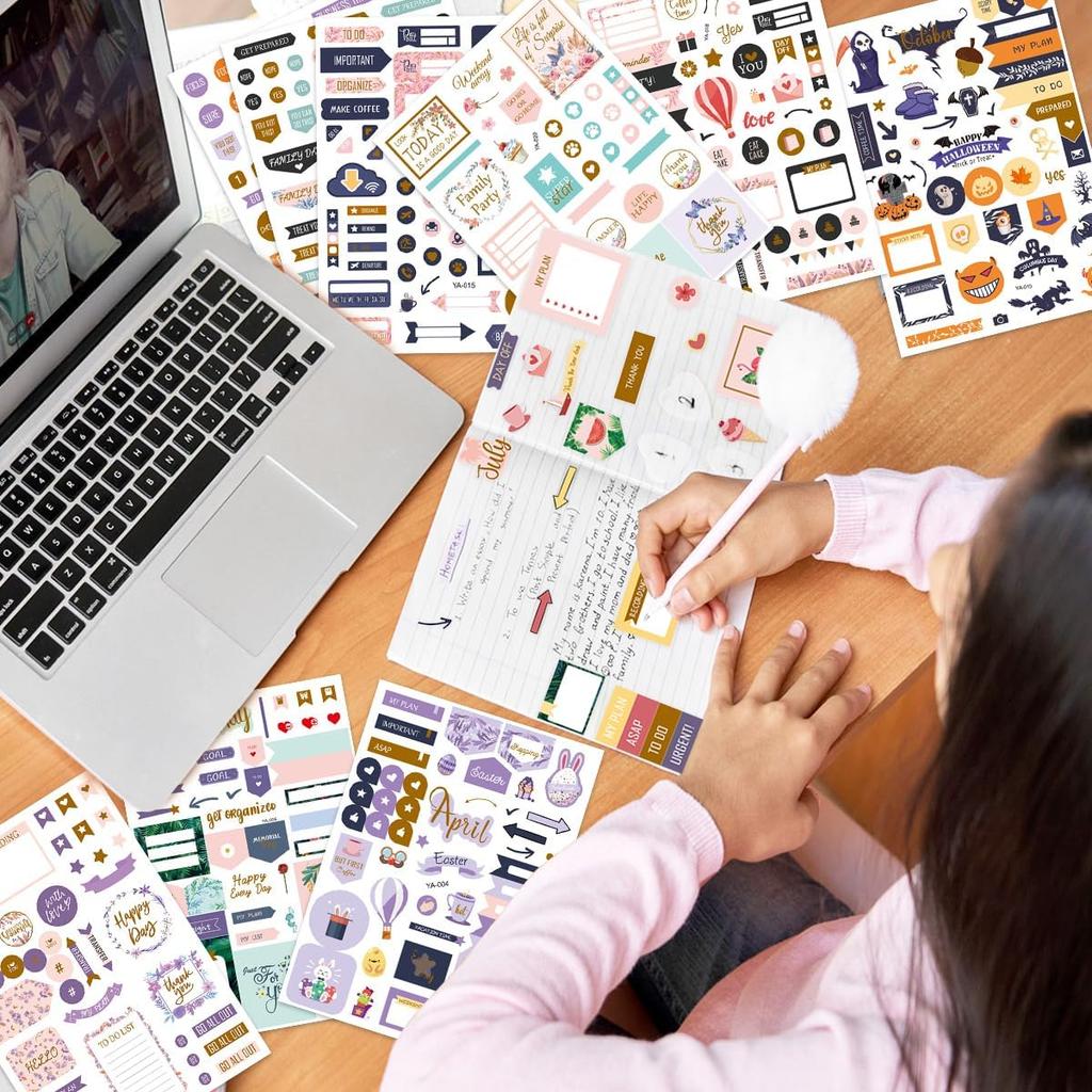 Aesthetic Planner Stickers -27 Sheets/1230+ Planner Stickers, Cute Daily Planner Stickers Perfect Planner Accessories for Planning or Decorating