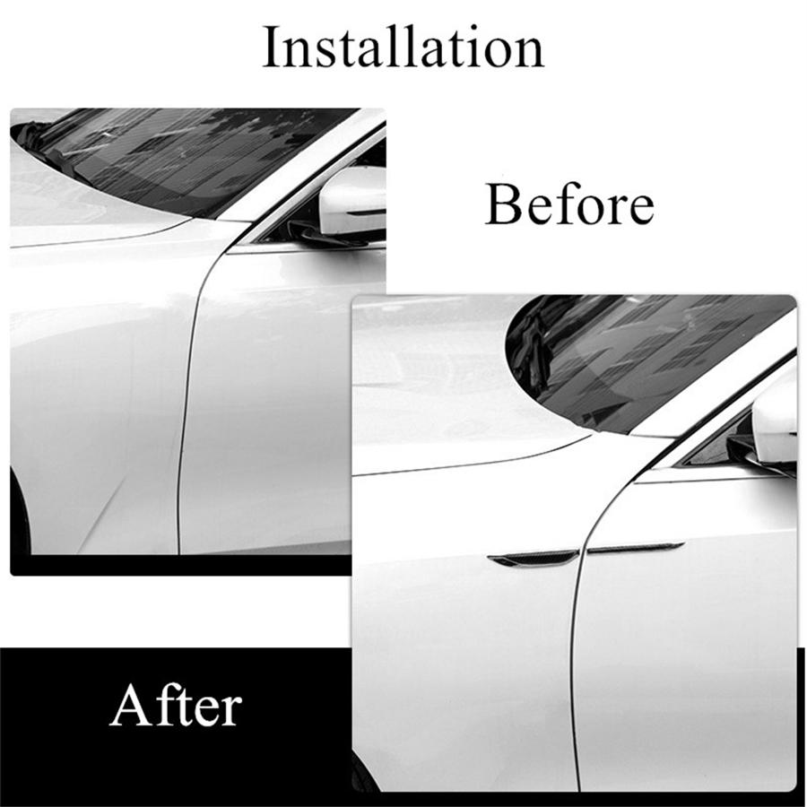 1Pair Aluminium Alloy + Real Carbon Fiber Car Side Body Fender Trims Decoration
