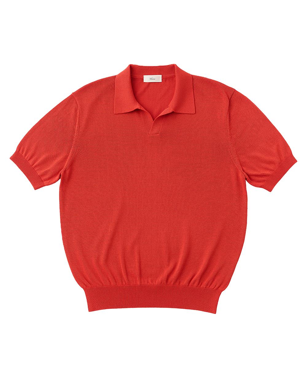 Berno 26Ssll Open Collar Knit Vermilion M
