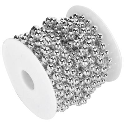 Girlanda z koralików plastikowych na szpulce Lina Zasłony Wisząca Dekoracja Świąteczna Materiały 8 mm Rolka 10 Metrów Srebrny