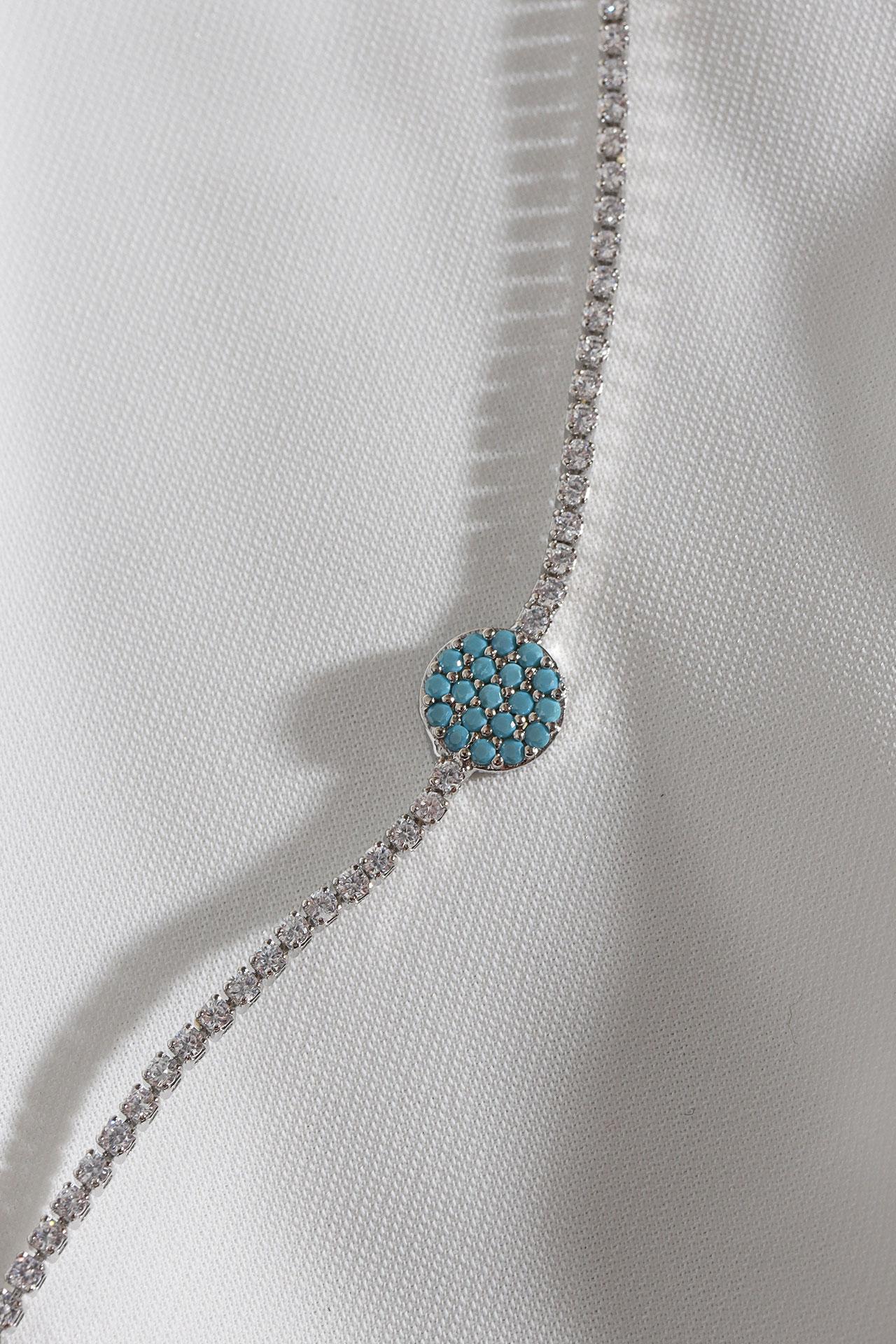 

Браслет Waterway серебряного цвета с бирюзовым камнем и круглой фигурой из циркона