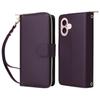 R20 For iPhone 16 Plus Case Zipper Wallet 9 Card Slots PU Leather Phone Cover
