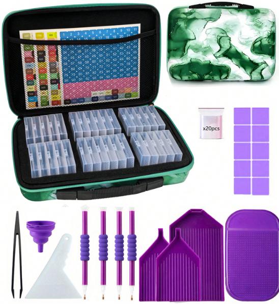 Diamond Painting Storage Kit Portable Bead Organizer Case with Containers Pens Trays Tweezers Wax and Accessories for DIY Crafts