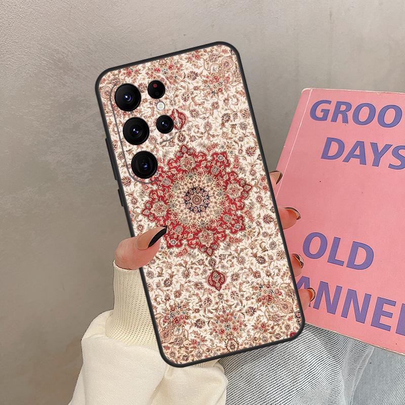 

Retro Ethnic Carpets Turkish Rug Case For Samsung Galaxy S25 Ultra S20 S21 S22 S23 S24 Ultra S9 S10 Plus S24 FE Cover Coque Galaxy S23