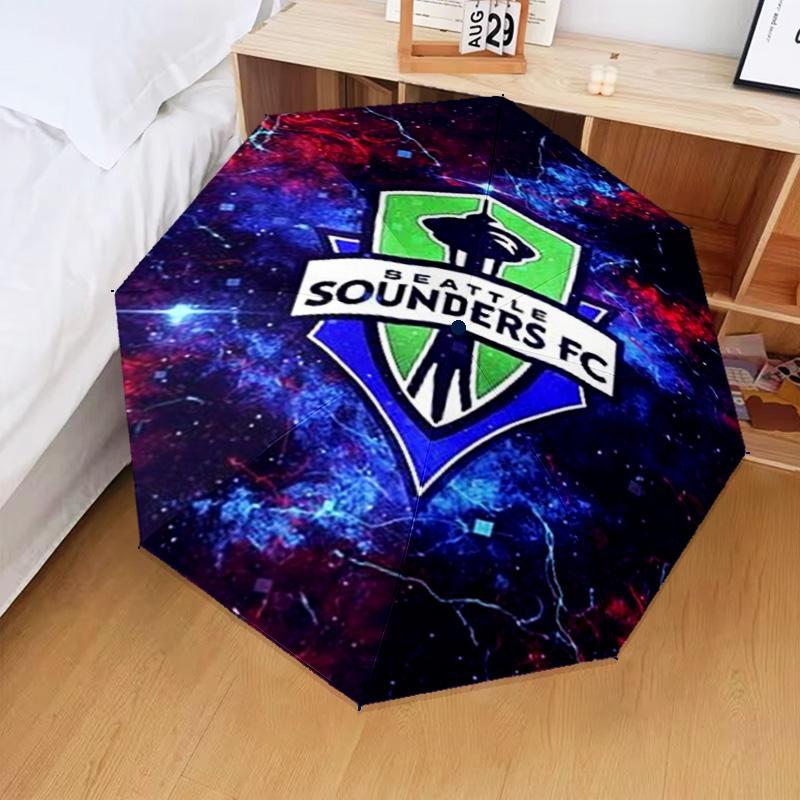 1PC Seattle Fc Logo Printed Umbrella Folding Umbrella, Automatic Umbrella 8-Frame for Travel, Camping Fan Gifts Christmas Gifts