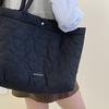 Large Capacity Heart Printed Shoulder Bag Solid Color Nylon Handbag Cute Down Bag  Autumn Winter