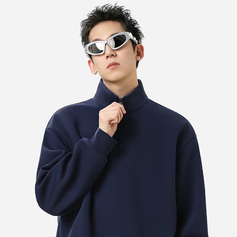 JEEP SPIRIT Men's Casual Half-Zip Stand-Collar Pullover