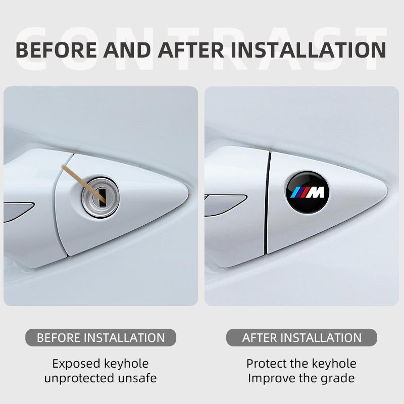 BBKZ6 For BMW M Power Performance F10 F31 E36 E39 E87 E90 X3 X5 E46 E87 Car Emblem Lock Keyhole Decoration Protector Sticker Accessory