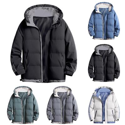 Winter New Loose Color Blocking Thickened Hooded Cotton Jacket Casual Cotton Coat