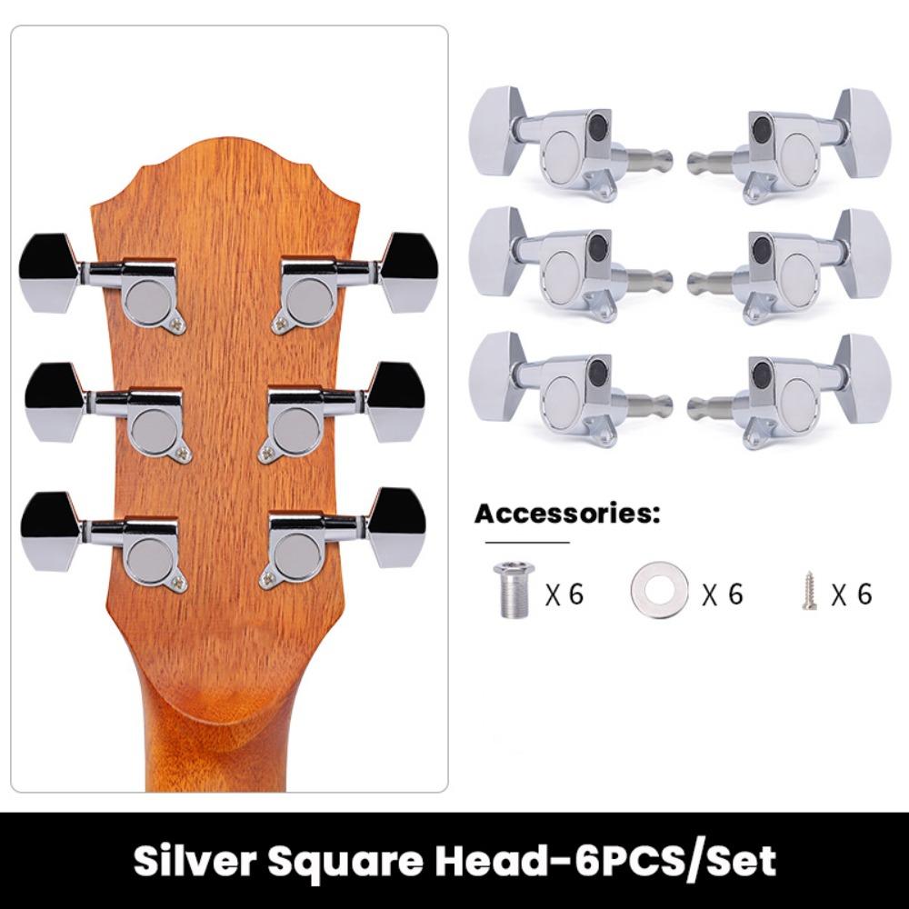 6PCS Zinc Alloy Guitar Tuning Pegs 3L3R Lock String Tuning Pegs Guitar Tuning Machine Head