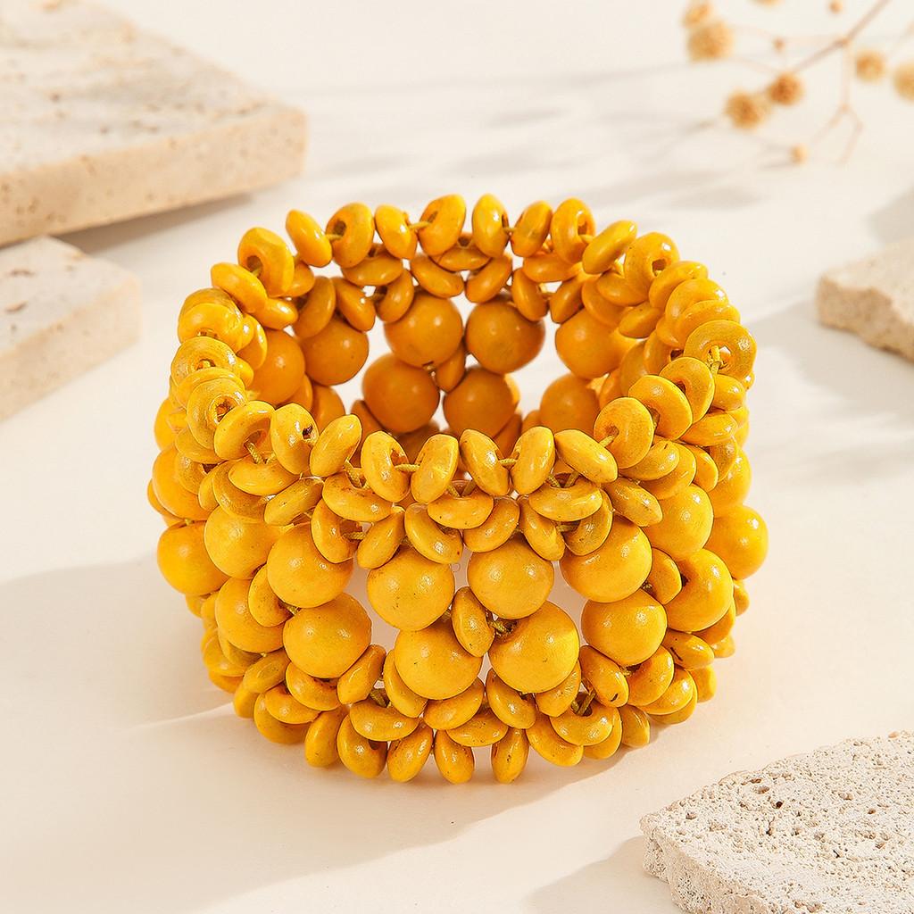 Bead Wooden Bohemian Elastic Bracelet With Round Design Accessories Travel