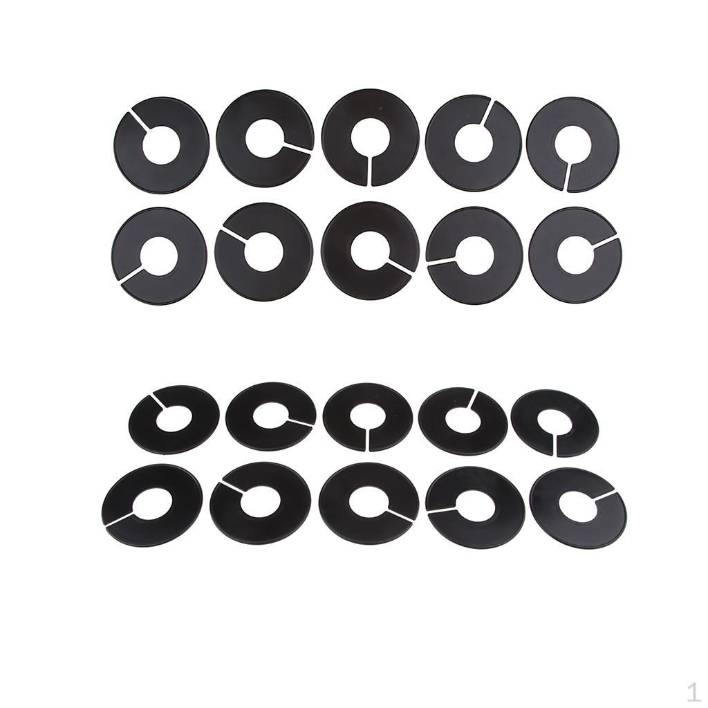 

Pack of 20 Clothes Rack Size Dividers Cloakroom Round Hangers Black