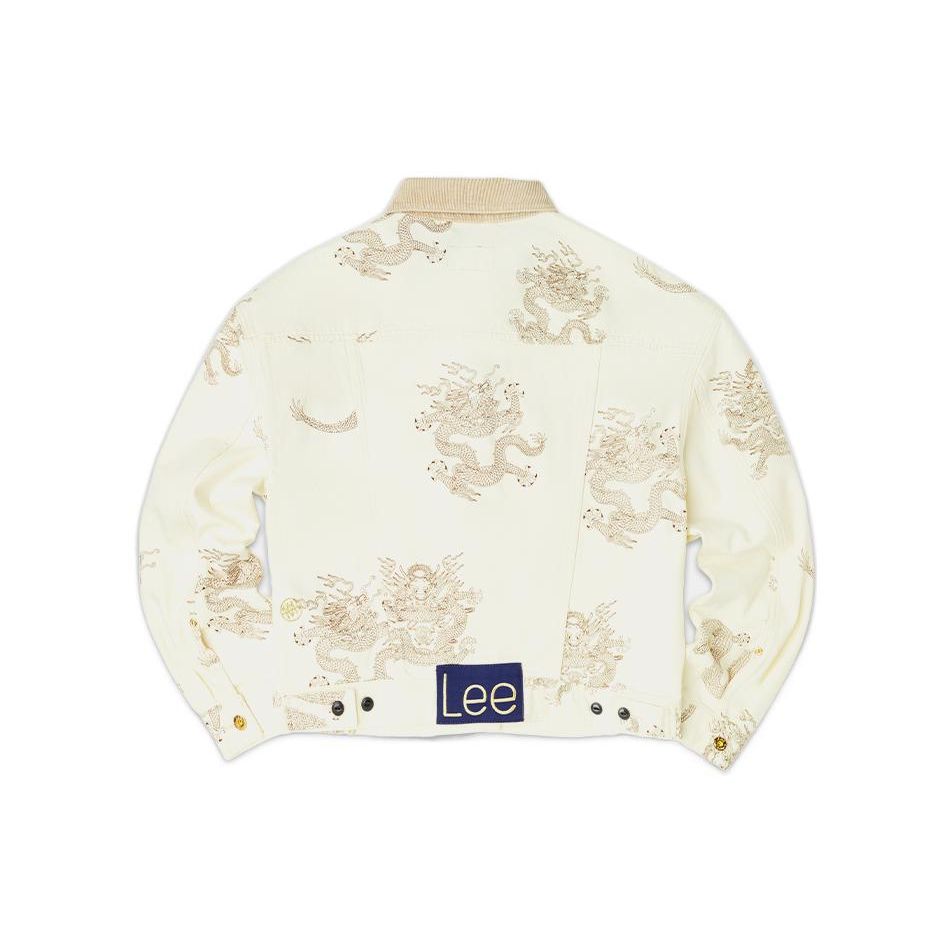 Drachenmuster Bestickte Knöpfe Langarm Reversjacke Damenjacken Off-White LWT004210200077K15000