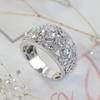Huitan Sparkling Crystal Rings for Women Full with Cubic Zirconia Hollow Out Designed Trendy Female Accessories Wedding Jewelry