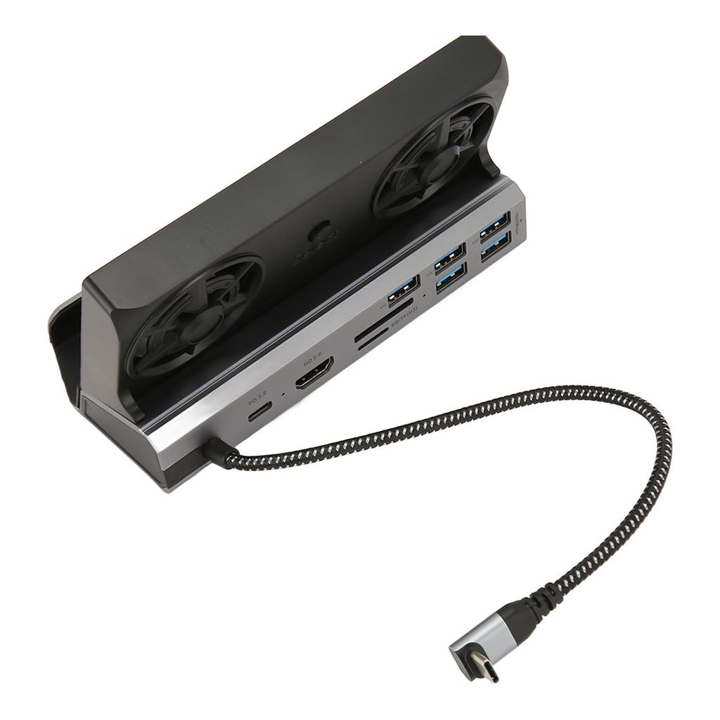 for Steam Deck Docking Station 10 in 1 for Rog Ally Dock with 5 USB 3.0 2.0 Dual Cooling Fan HD Multimedia Interface 4K