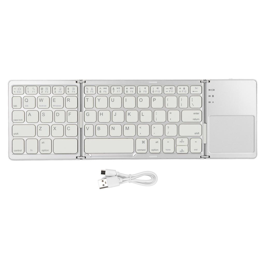 3 Folding Keyboard with Touchpad 63 Keys 10m Connection USB Charging Wireless Keyboard for Smartphone Tablet Laptop Travel