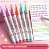 Floral Outline Dual Line Quick-Dry Highlighter Pen Set for Journaling and Student Use