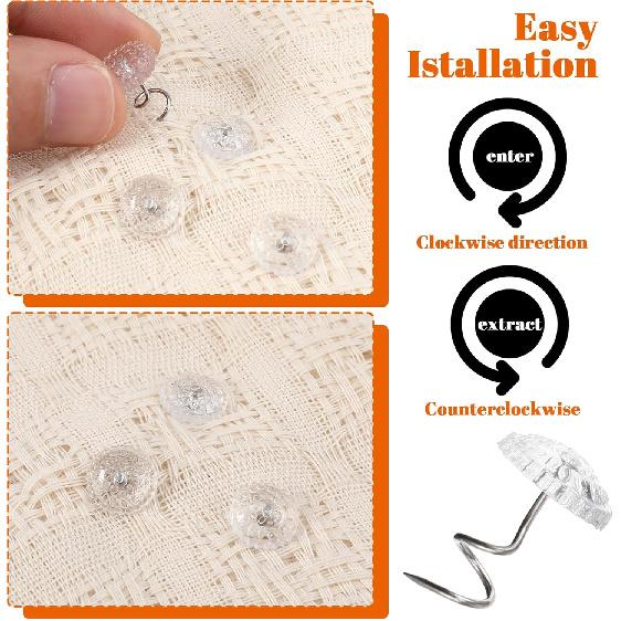 200 Pcs Clear Head Screw Twist P Bed Skirts P Upholstery Tacks Dust Ruffle Headliner Clips for Hold Bedskirt Slipcovers Couch Sofa Covers Furniture
