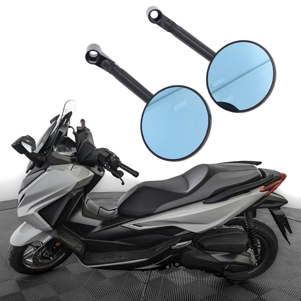 1 Pair Motorcycle Rearview Mirror 60mm Retractable Blue Retro Style Handlebar Reflective Mirrors for