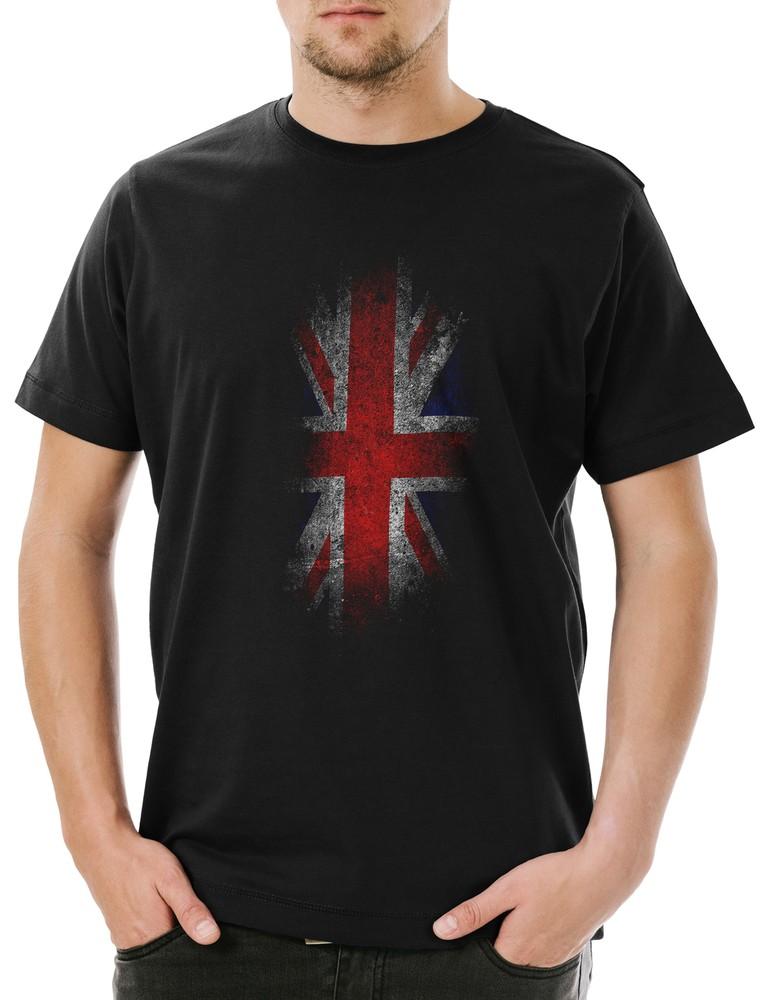Vintage UK Union Jack Flag Mens T-Shirt England Great Britain Flag Banner