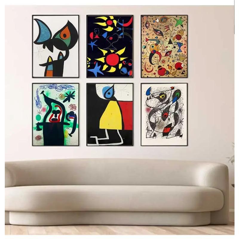 Słynne Plakaty Dzieł Surrealistycznych Joana Miró Abstrakcyjne Malarstwo na Płótnie Retro Sztuka Ścienna Do Nowoczesnego Salonu Dekoracja Domu