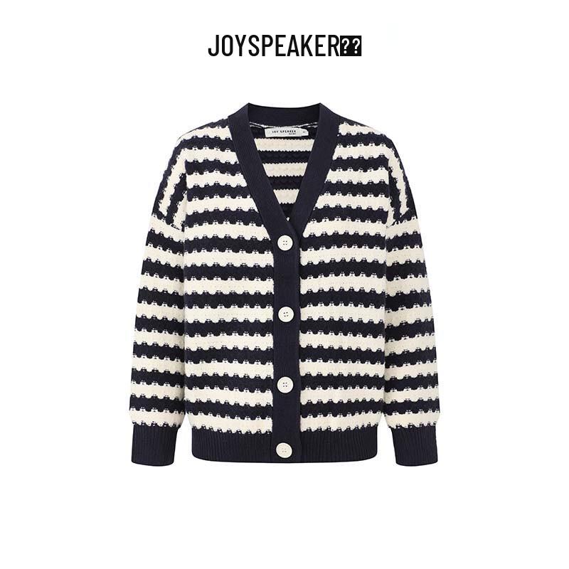 

JOY SPEAKER Women s Spring Striped Loose Knit Cardigan One Size