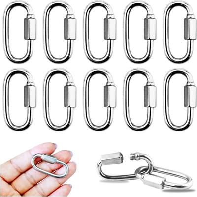 New 304 Stainless Steel Quick Link D Shape Heavy Duty Locking Carabiner Clip Oval Chain Link Keychain Cable