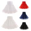 Retro Women Solid Color Wedding Bridal Underskirt Crinoline Tutu Tulle Petticoat