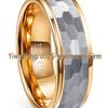 Silver-Gray Matte Hexagonal Tungsten Steel Ring with Gold-Plated Inner Circle - 8MM Wide