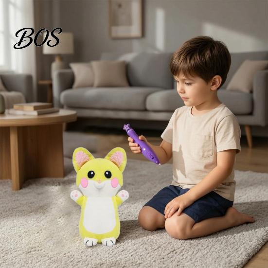 DIY Drawing Stuffed Doll Glow in The Dark Animal Toy with Light Pen, Luminous Fox Rabbit Kids Plush Bear Penguin Doll, Painting Glowing Plushie