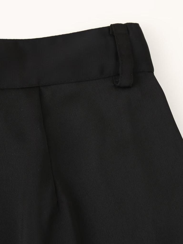 2025 Spring Women's European & American Wide-Leg Satin Pleated Trousers