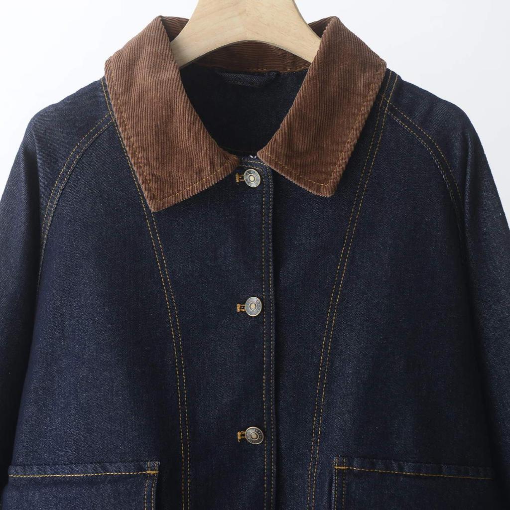 2025 Autumn Cotton Stretch Barn-Style Denim Jacket: Retro Loose, Versatile, Short Outerwear Top