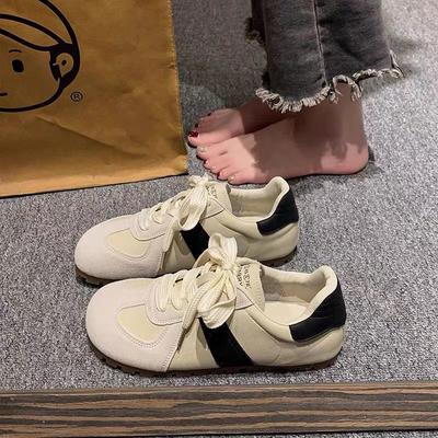 Maillard Color German Training Shoes Women's Spring Retro Lace-up White Shoes Lightweight Non-slip Versatile Sports and Leisure Shoes