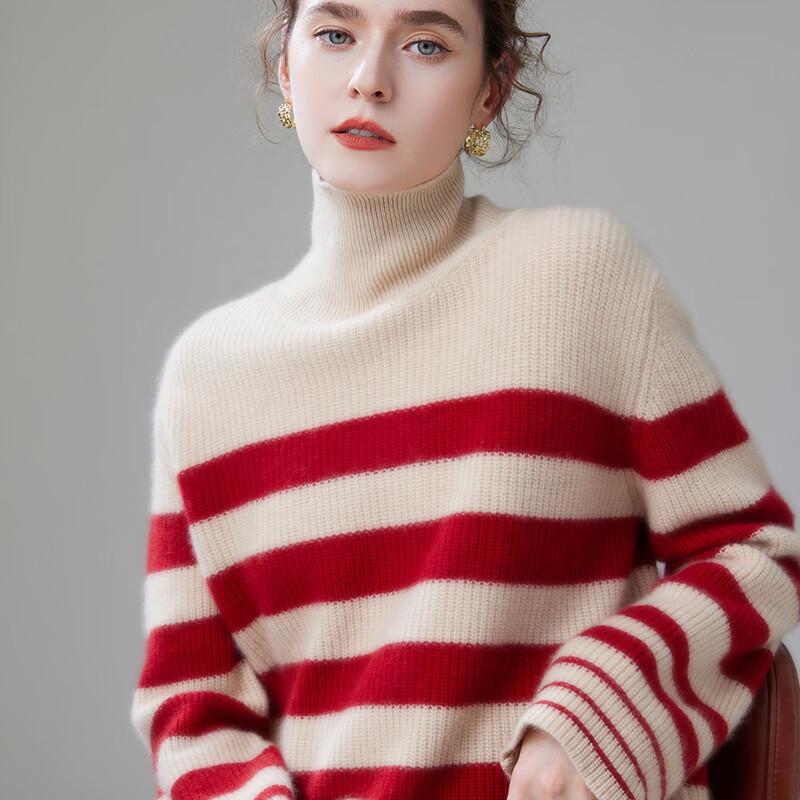 Fanzhen Women's High-Neck Thick Cashmere Blend Sweater