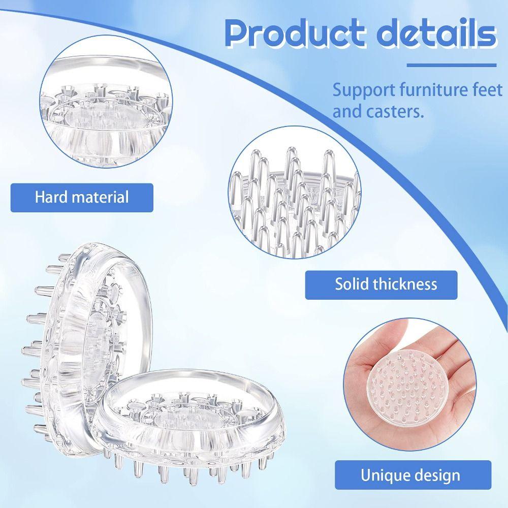 1/16 Pcs Clear Caster Cups Round Furniture Cups Comfortable Touch Carpet Protectors Sofas