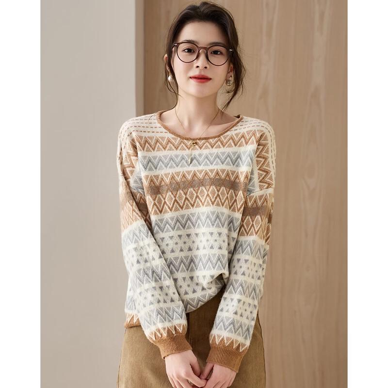 Women's Fair Isle Jacquard 100% Sheep Wool Sweater
