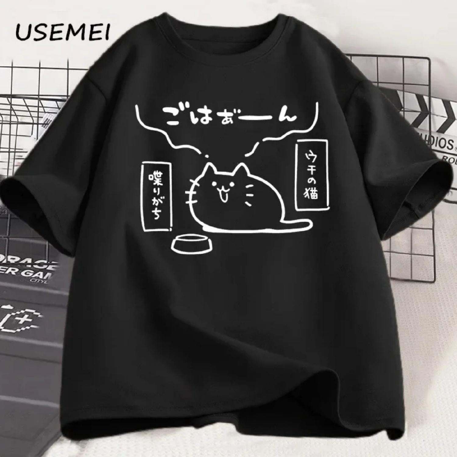 

2025 New Japanese Cat Printed T-shirt Women s Short sleeved T-shirt Casual Fashion Loose T-shirt XXXXXL різнокольоровий