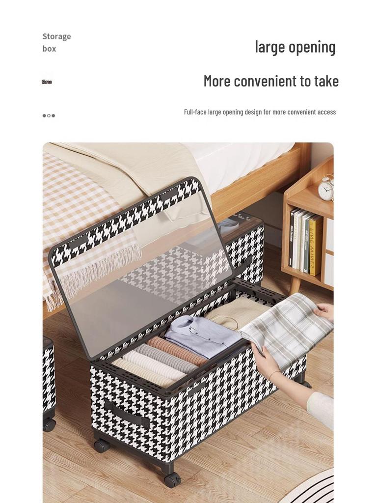 Transparente staubdichte Kleideraufbewahrungsbox mit Rädern für Schlafzimmer