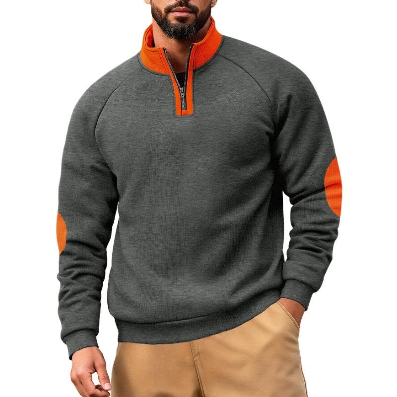 Men's Fleece Sweatshirt Long Sleeve Pullover Quarter Zipper Up Stand Collar Winter Fall Sweat Shirts Turtleneck Pullover Mock Neck Henley Tops for Men