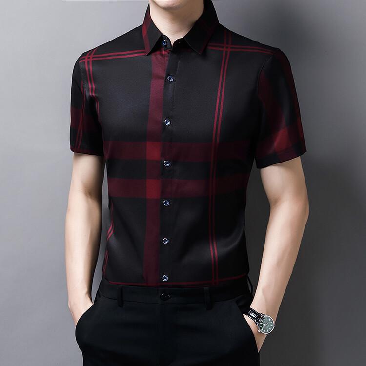 Herren Freizeit Hemd mit Aufdruck, kurzärmelig, mit Kragen, für Sommermode, Komfort, bügelfrei, knitterarm, Oberteil