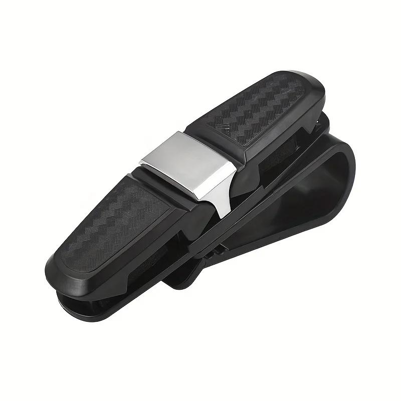 

Автомобильный держатель для очков на солнцезащитный козырек, вращение на 180 градусов, многофункциональный, из углеродного волокна, автомобильный зажим для очков, двусторонний зажим серебряный