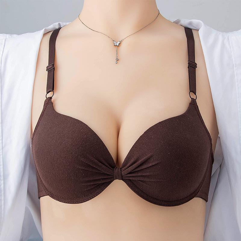 Women's Comfortable Cotton Push-Up Bra with Underwire and Adjustable Fit
