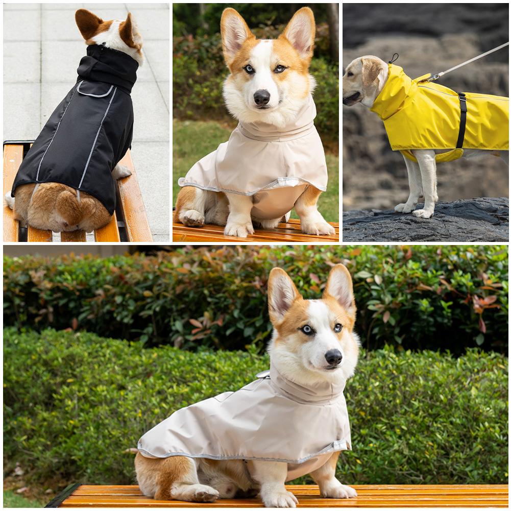 XL-7XL Waterproof Pet Dog Clothes Raincoats With Reflective Strip Dogs Rain Coat Outdoor Jackets Pet Supplies