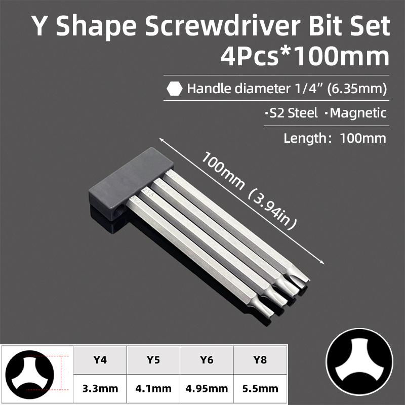 Magnetic Y Shaped Screwdriver Bits Set For Bicycle Repair Tools 1/4Inch Hex Shank Y4 Y5 Y6 Y8 50mm Screw Driver Bit Hand Tool