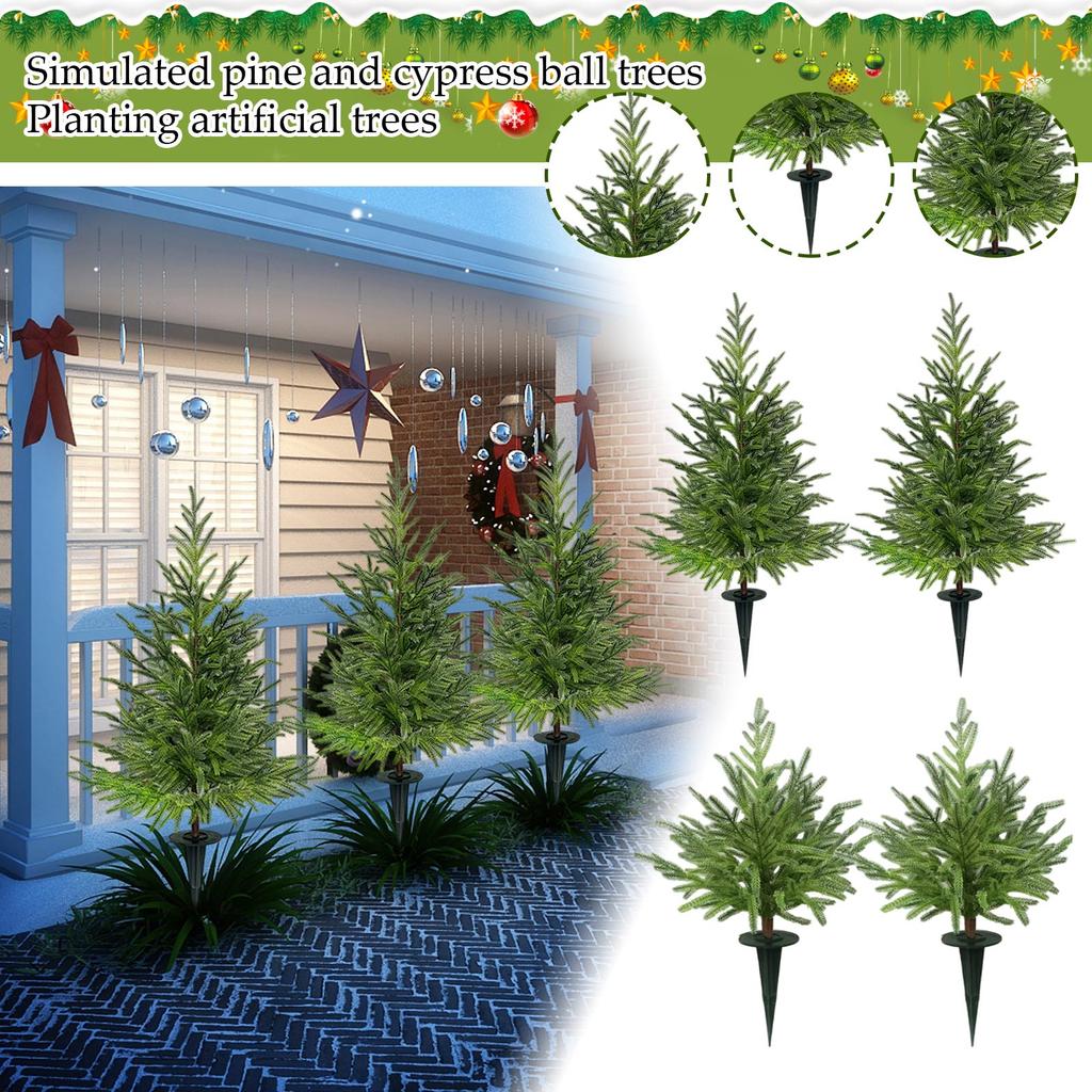 2pcs Artificial And Ball Tree Ground Insert Green Plant Fake Tree