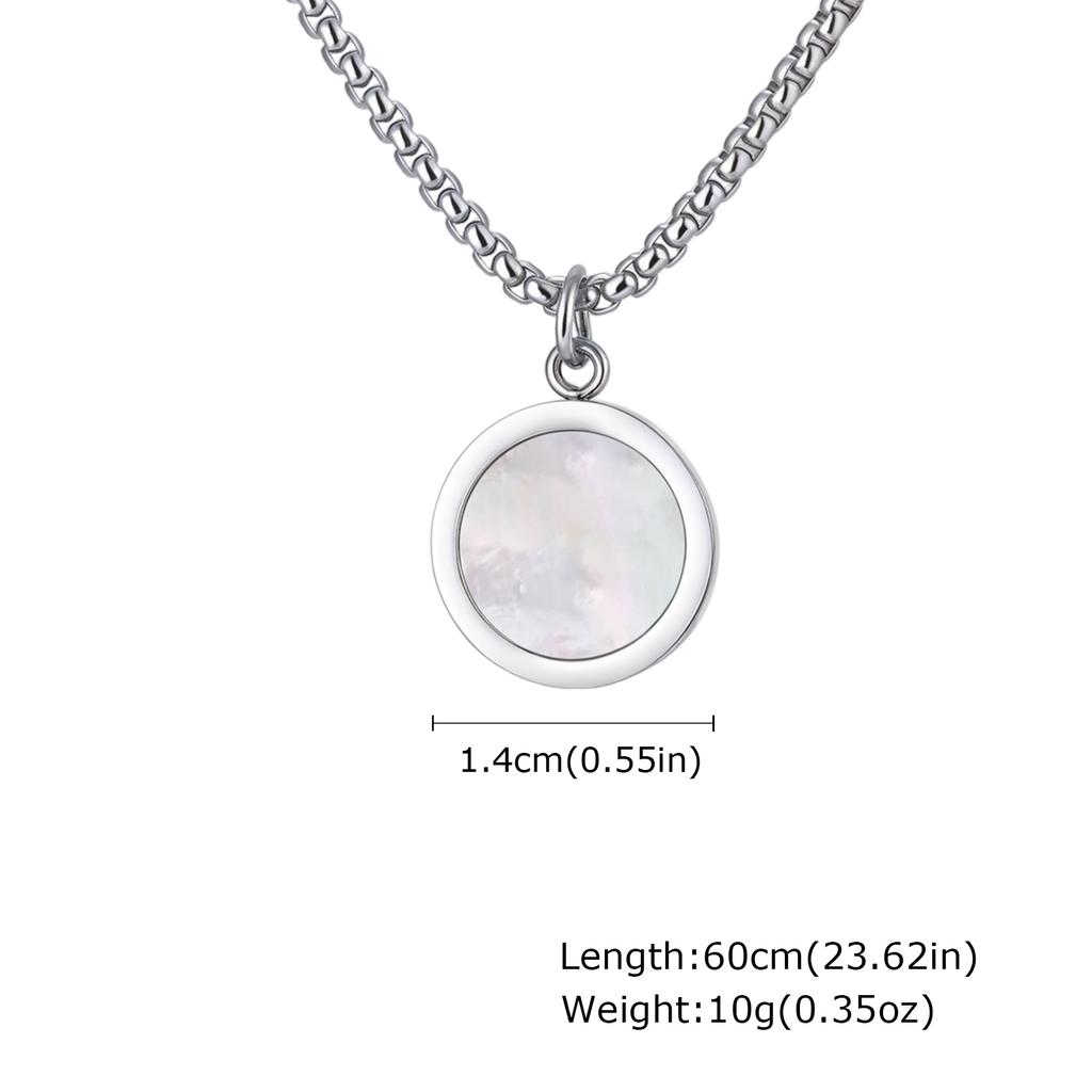Stilvolle Runde Edelstahl-Anhänger Halskette, Natürliche Abalone-Muschel Anhänger Halskette, Mode Punk Schmuck für Herren Geschenk