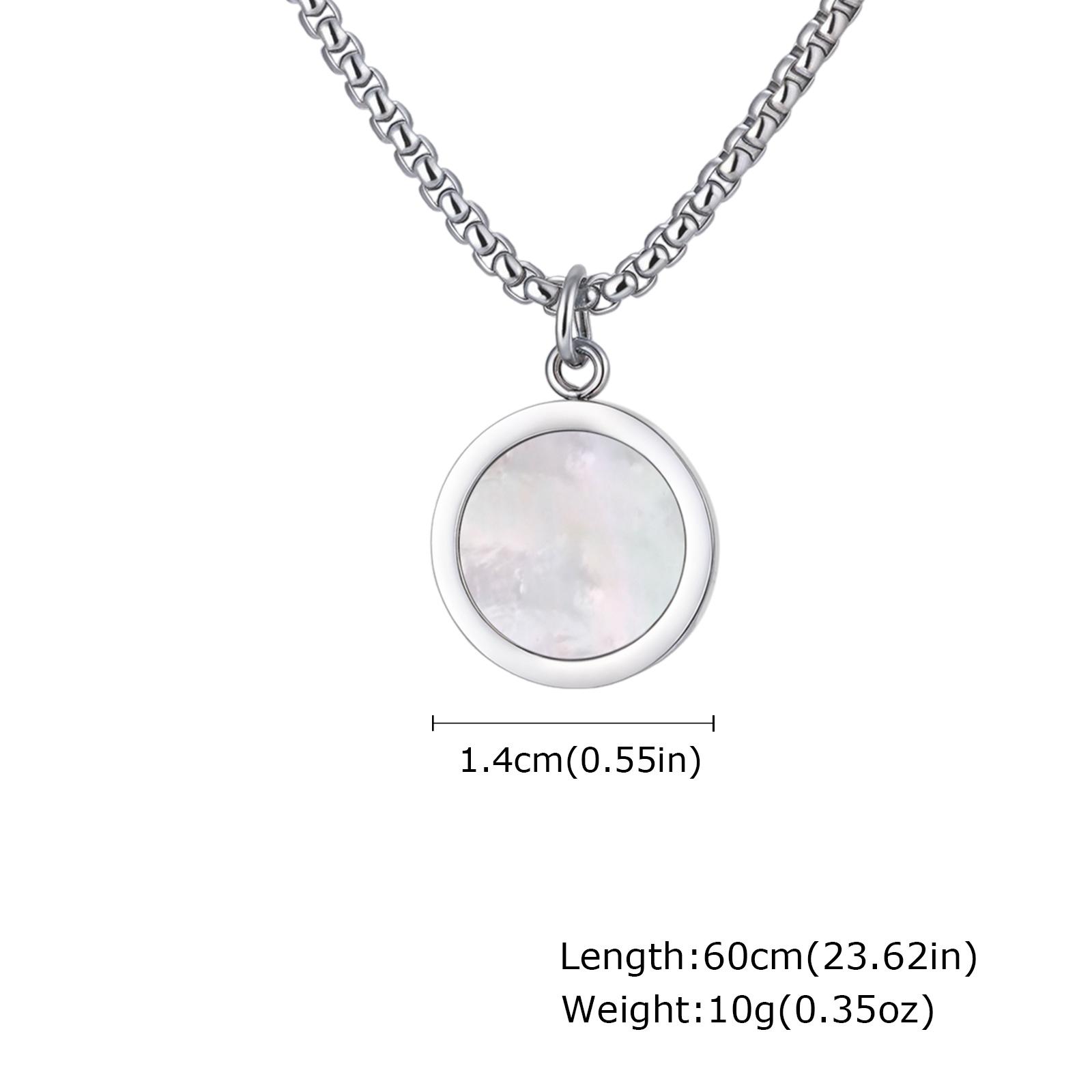 

Stylish Stainless Steel Round Pendant Necklace, Natural Abalone Shell Pendant Necklace, Fashion Punk Jewelry for Men Gift