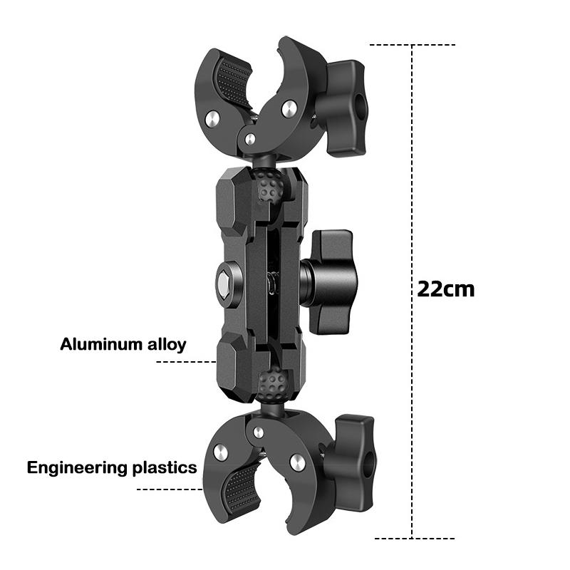 Motorcycle Bike Double Clamp Bracket for Insta360 One X2 X3 GoPro 12 11 10 SJCAM Selfie Stick Monopod Clip Mount Handlebar Stand