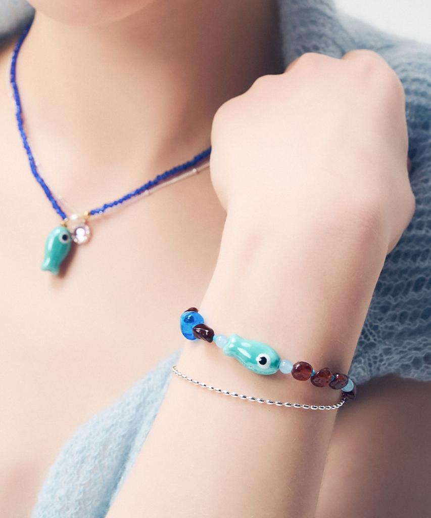 Dana Burton Happy Fish Glass Necklace